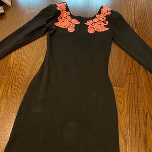 strapless open back dress Daxita Dress in Romantic Red Rose Flock